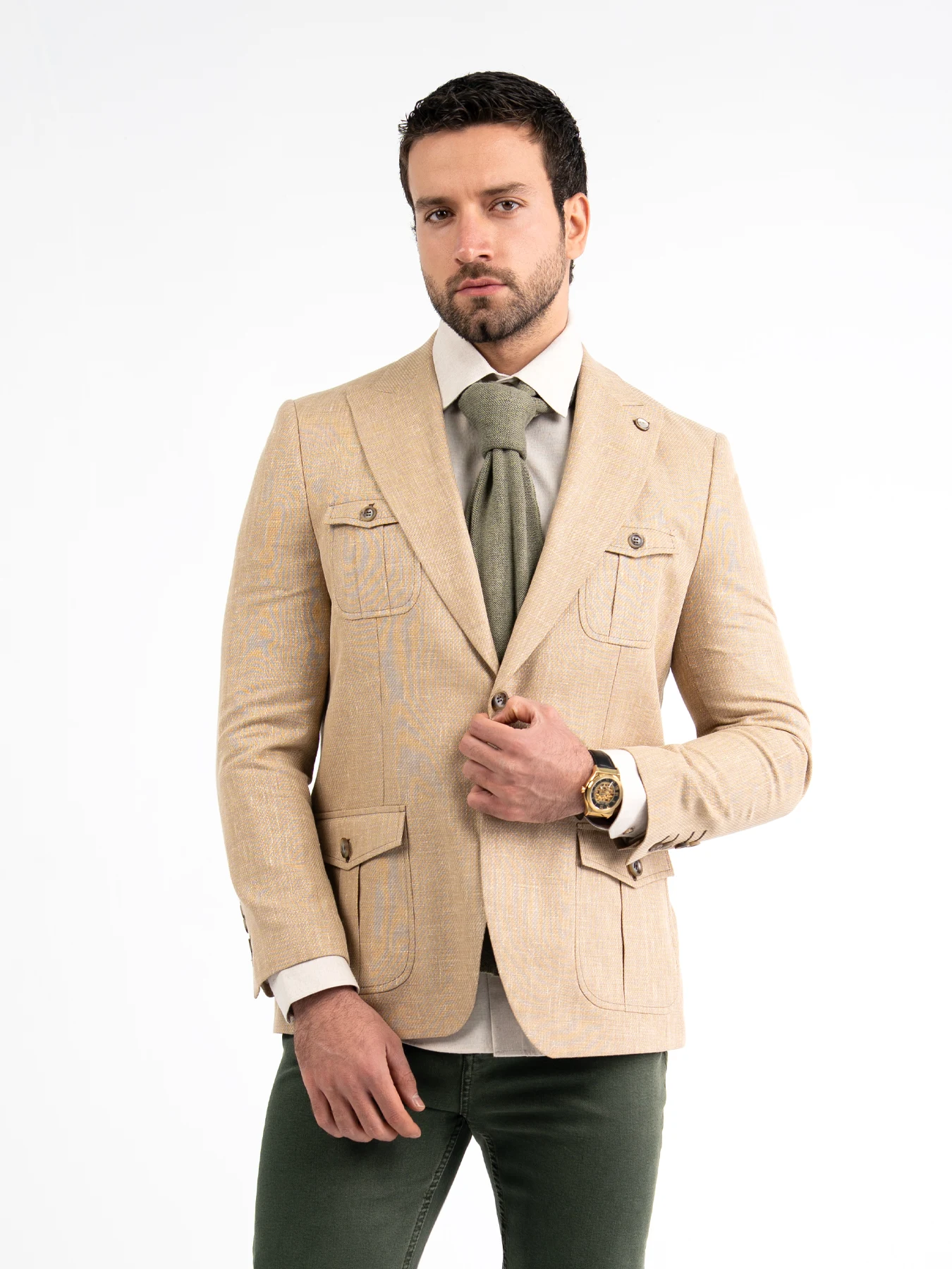 کت تک یقه بلیزر کرم ال سی من 62