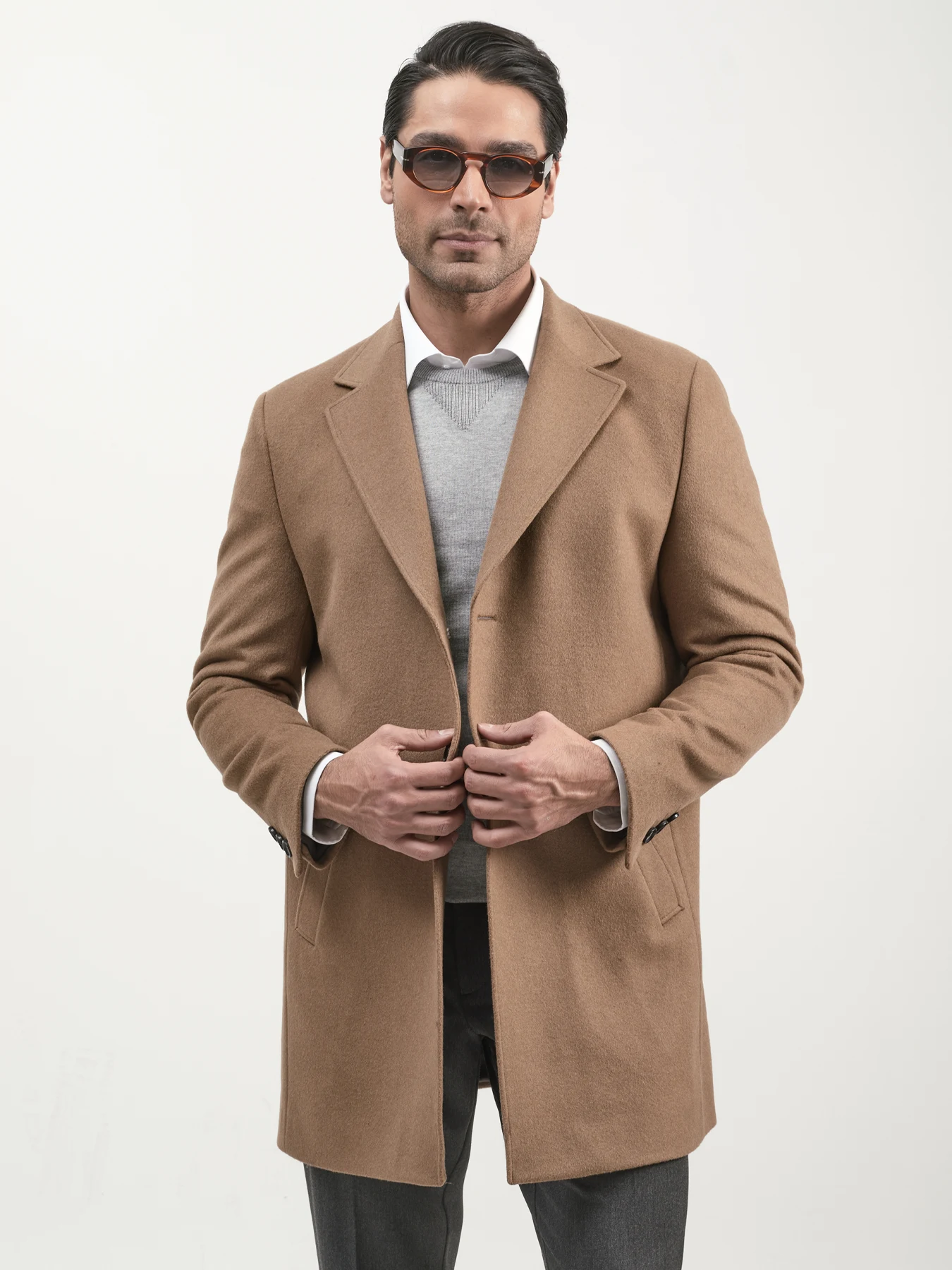 پالتو یقه انگلیسی قهوه ای روشن 76