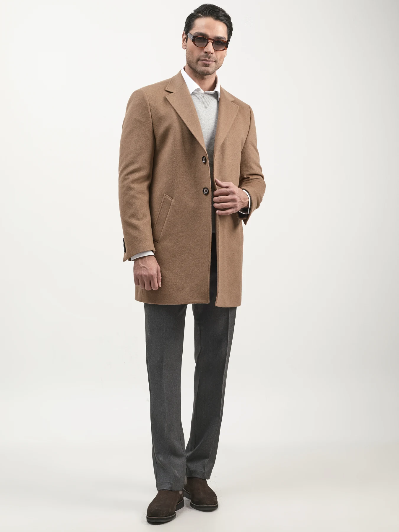 پالتو یقه انگلیسی قهوه ای روشن 76