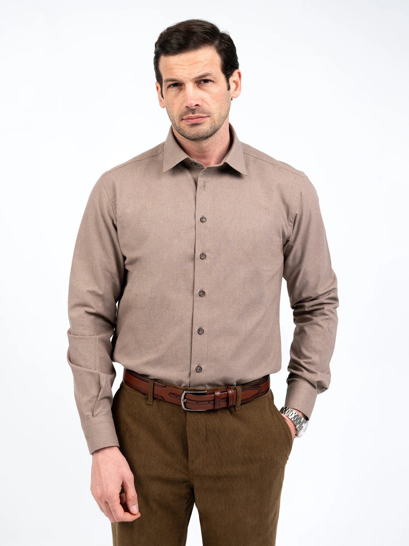 پیراهن آستین بلند قهوه ای پاییزه 59