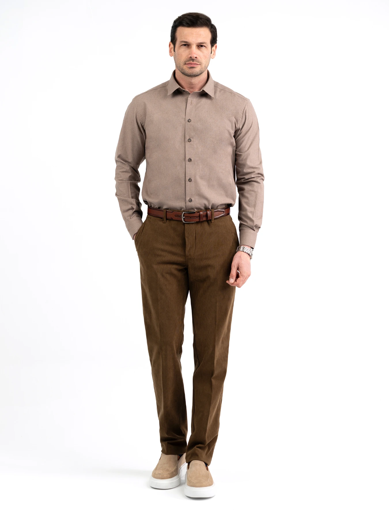 پیراهن آستین بلند قهوه ای پاییزه 59