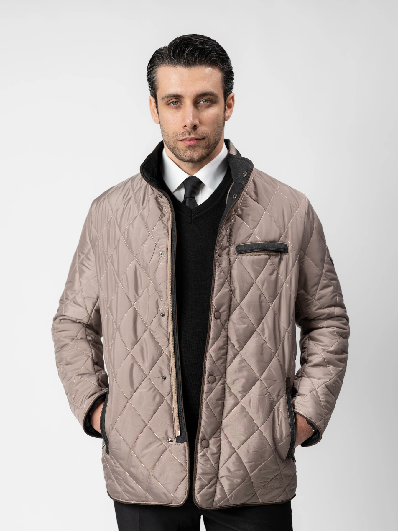 کاپشن طرح لوزی کرم 80