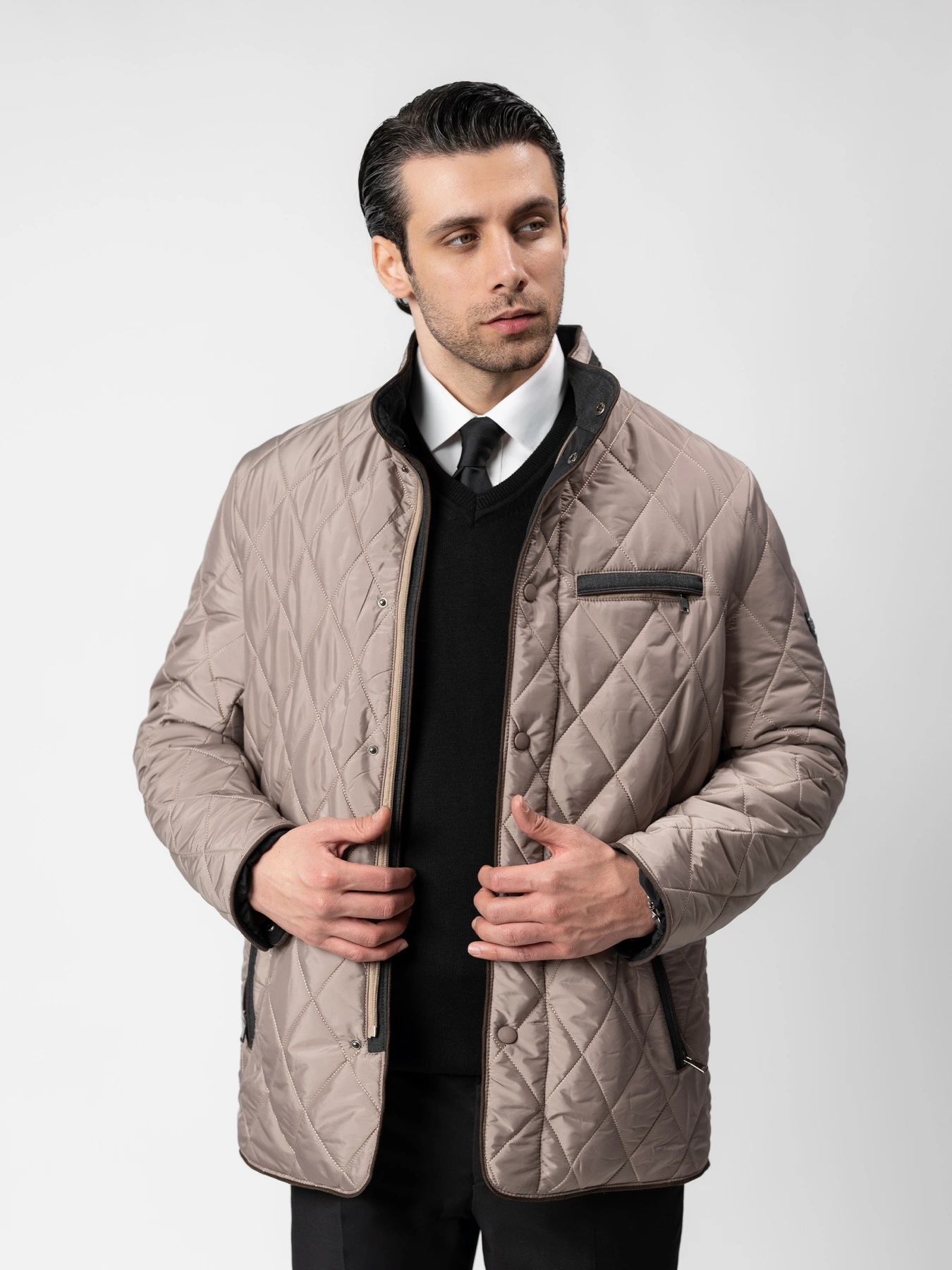 کاپشن طرح لوزی کرم 80