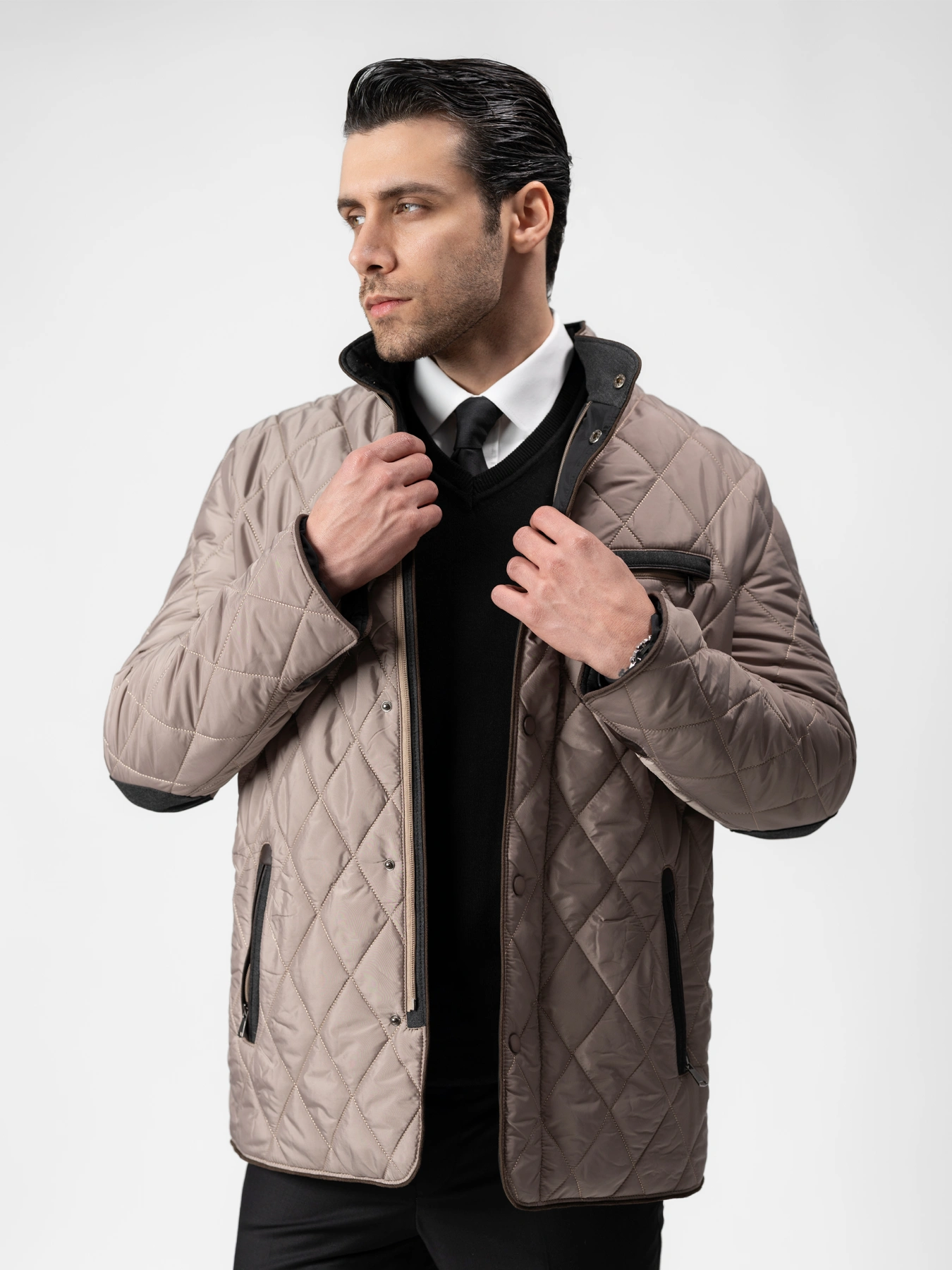 کاپشن طرح لوزی کرم 80