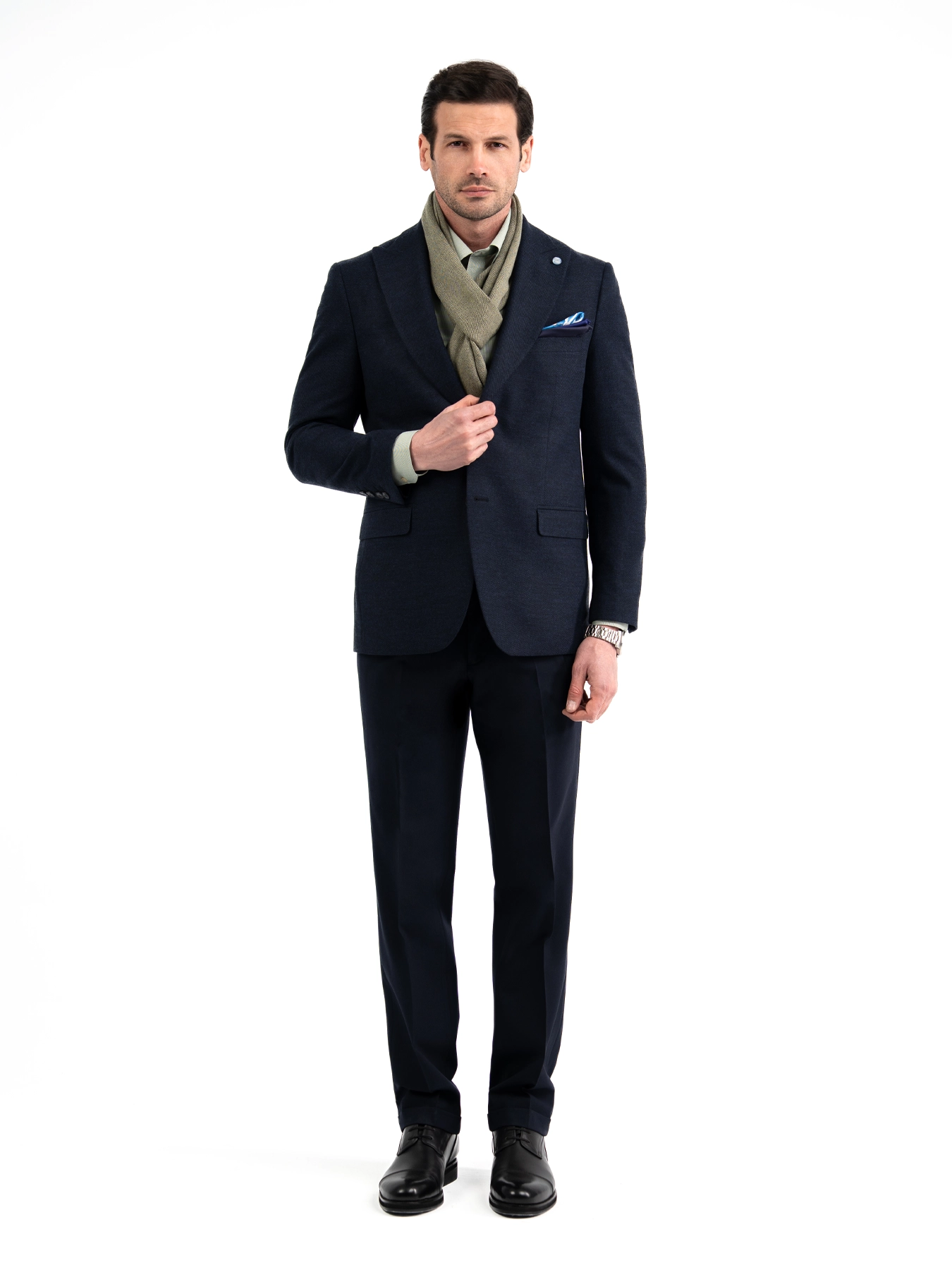 کت تک یقه بلیزر طرح سوزنی سرمه ای 35