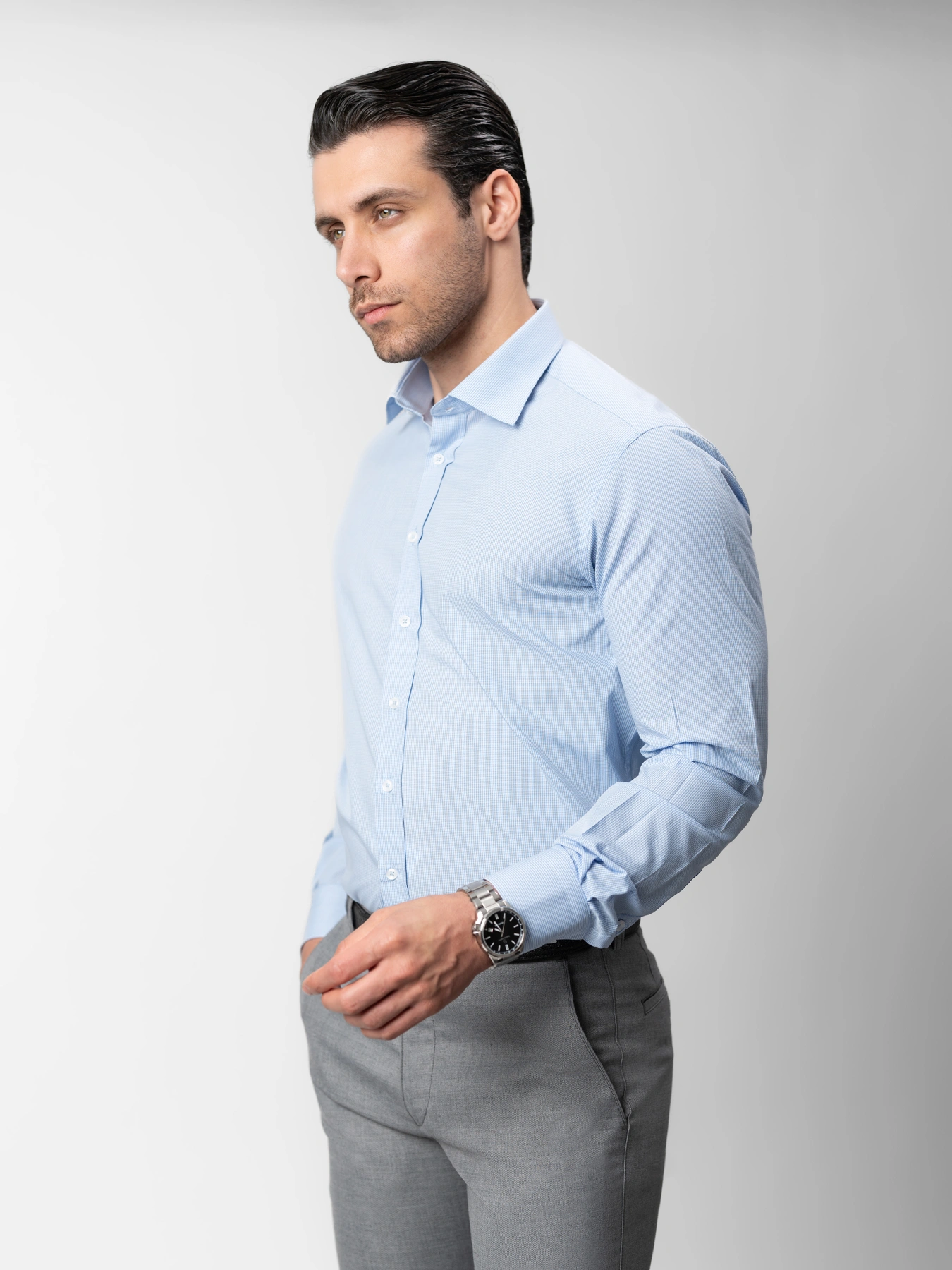 پیراهن چهارخانه ریز آبی 63