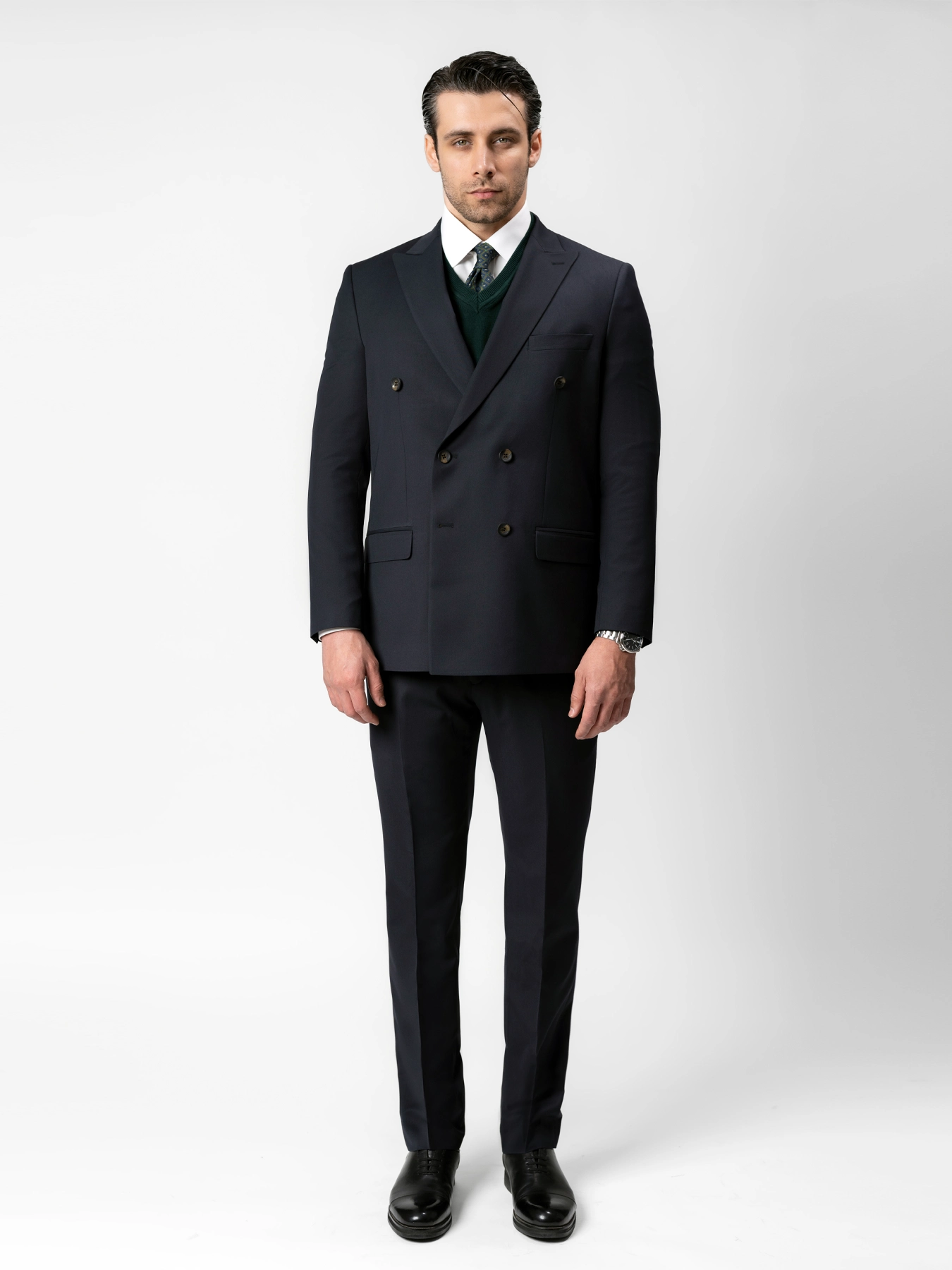 کت و شلوار دبل برس یقه بلیزر سرمه ای 87