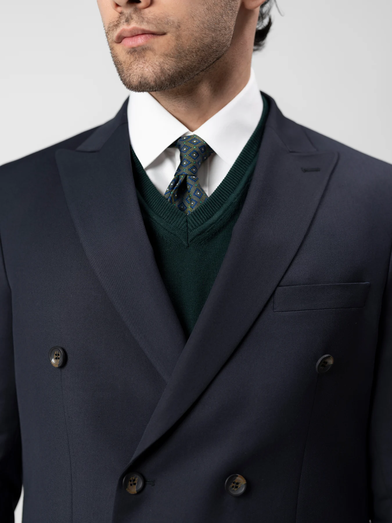 کت و شلوار دبل برس یقه بلیزر سرمه ای 87