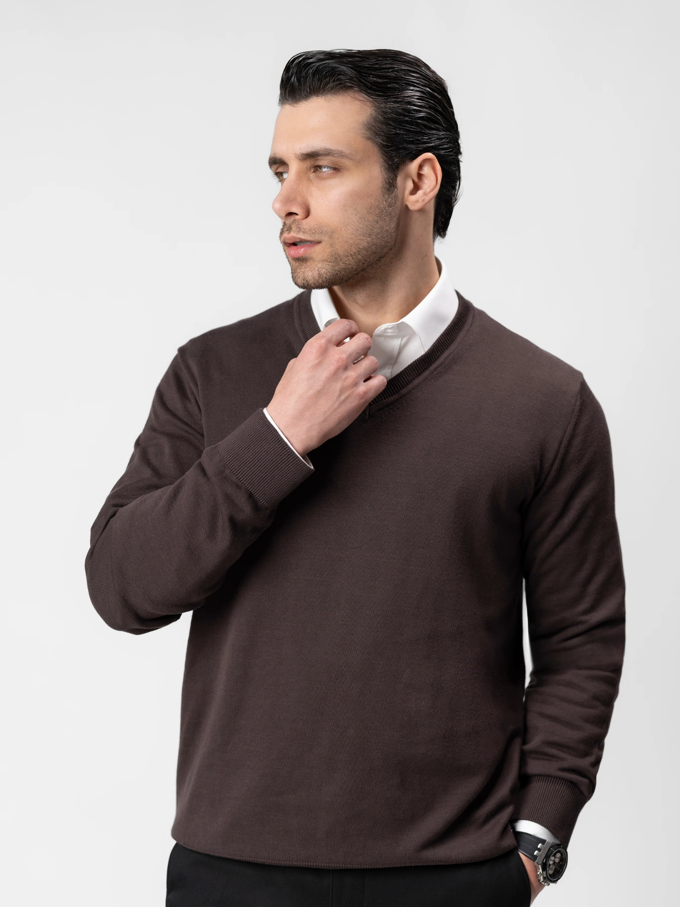 پلیور یقه هفت قهوه ای 56