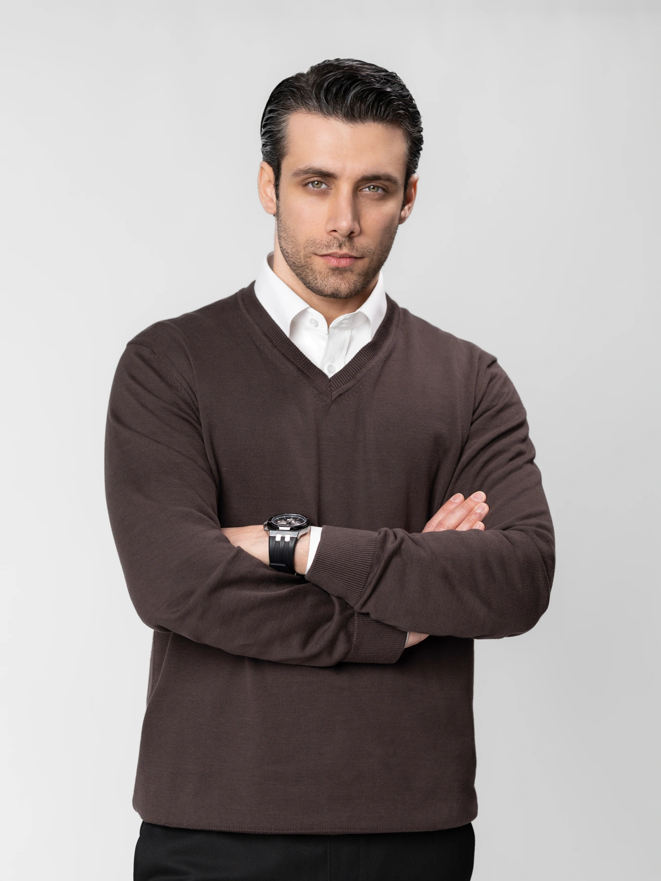 پلیور یقه هفت قهوه ای 56