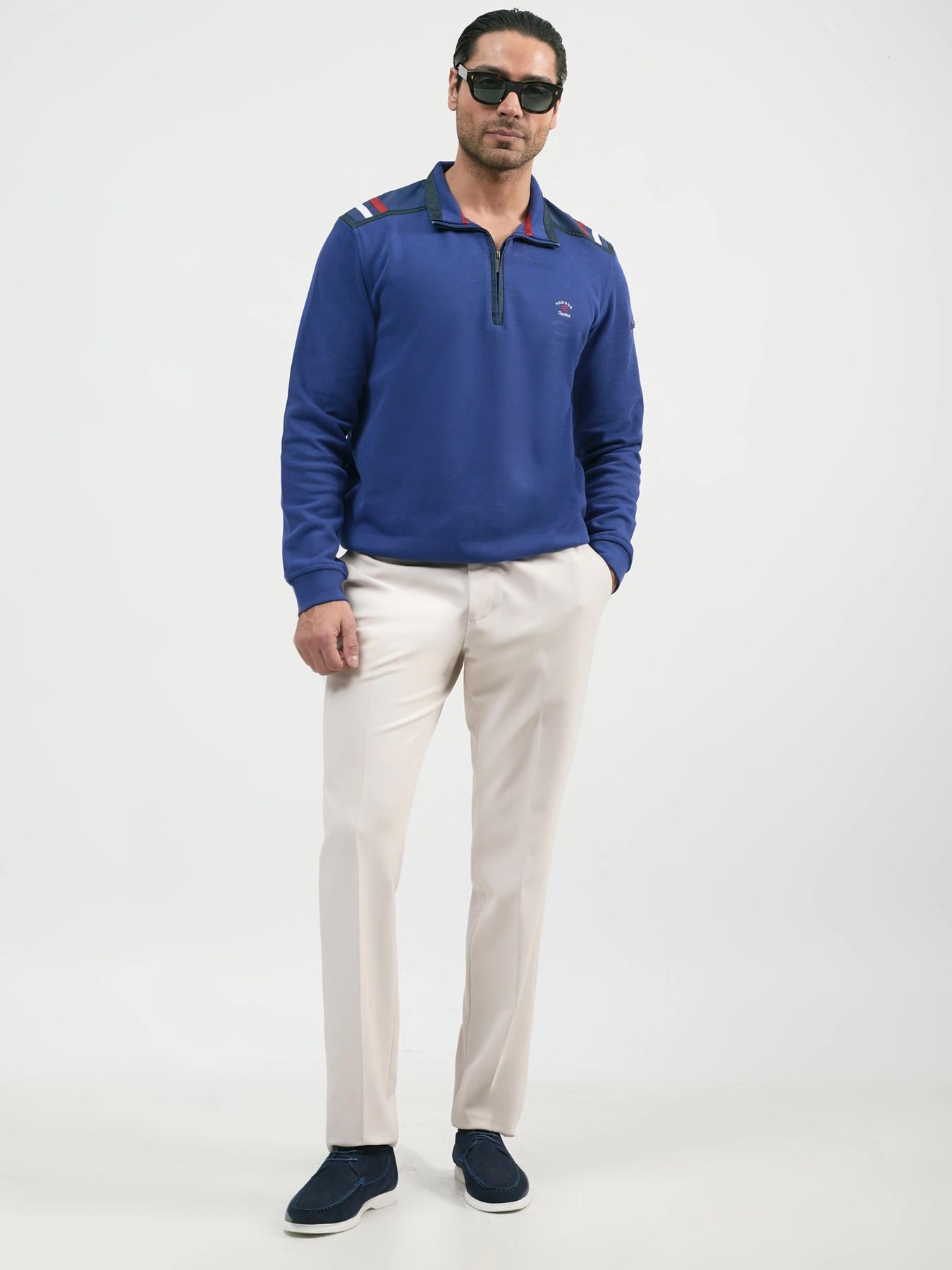 پلیور نیم زیپ ضخیم آبی 78