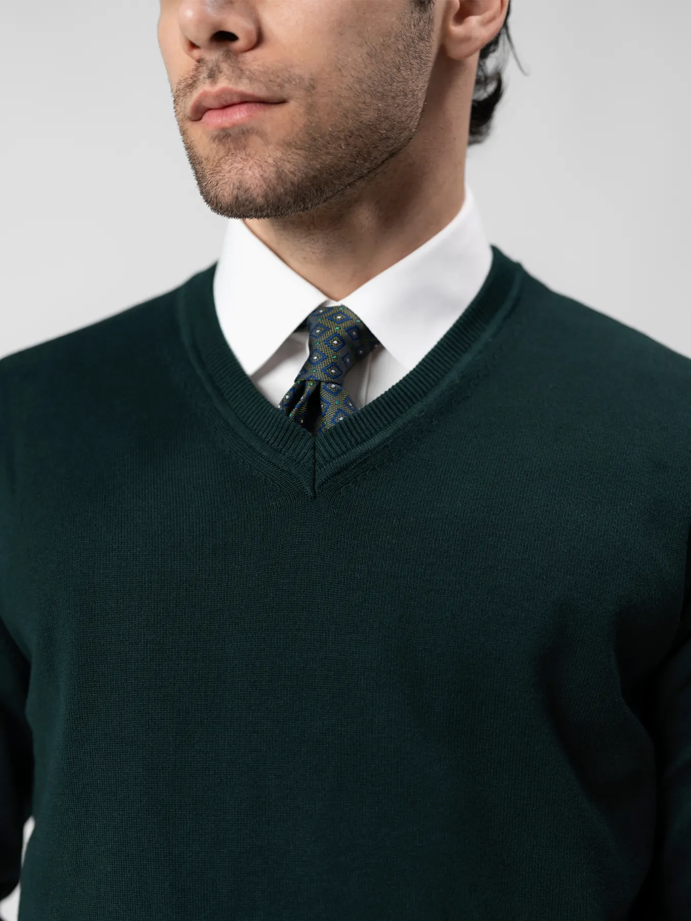 پلیور یقه هفت سبز تیره 40