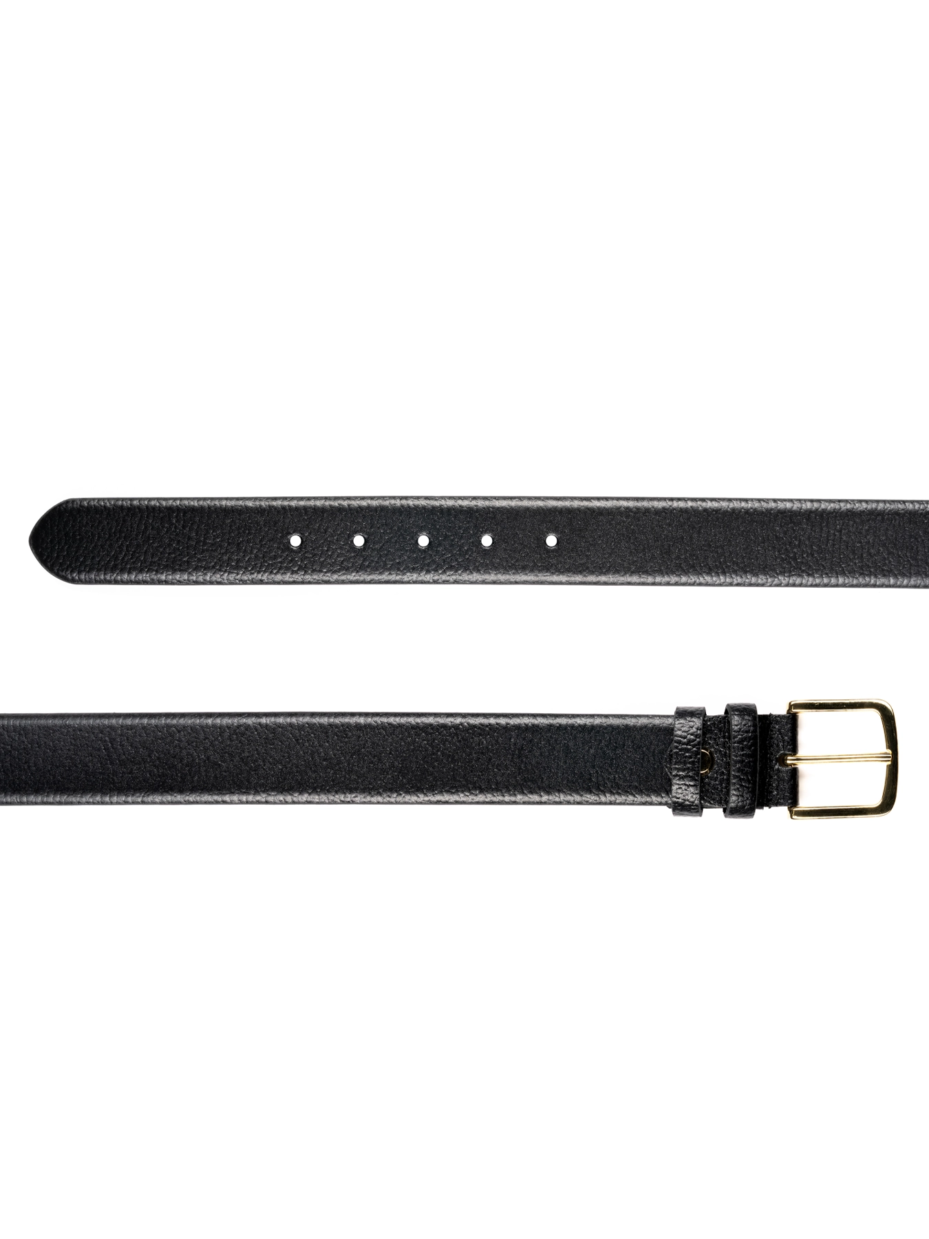 کمربند چرم زبانه دار مشکی سگک طلایی