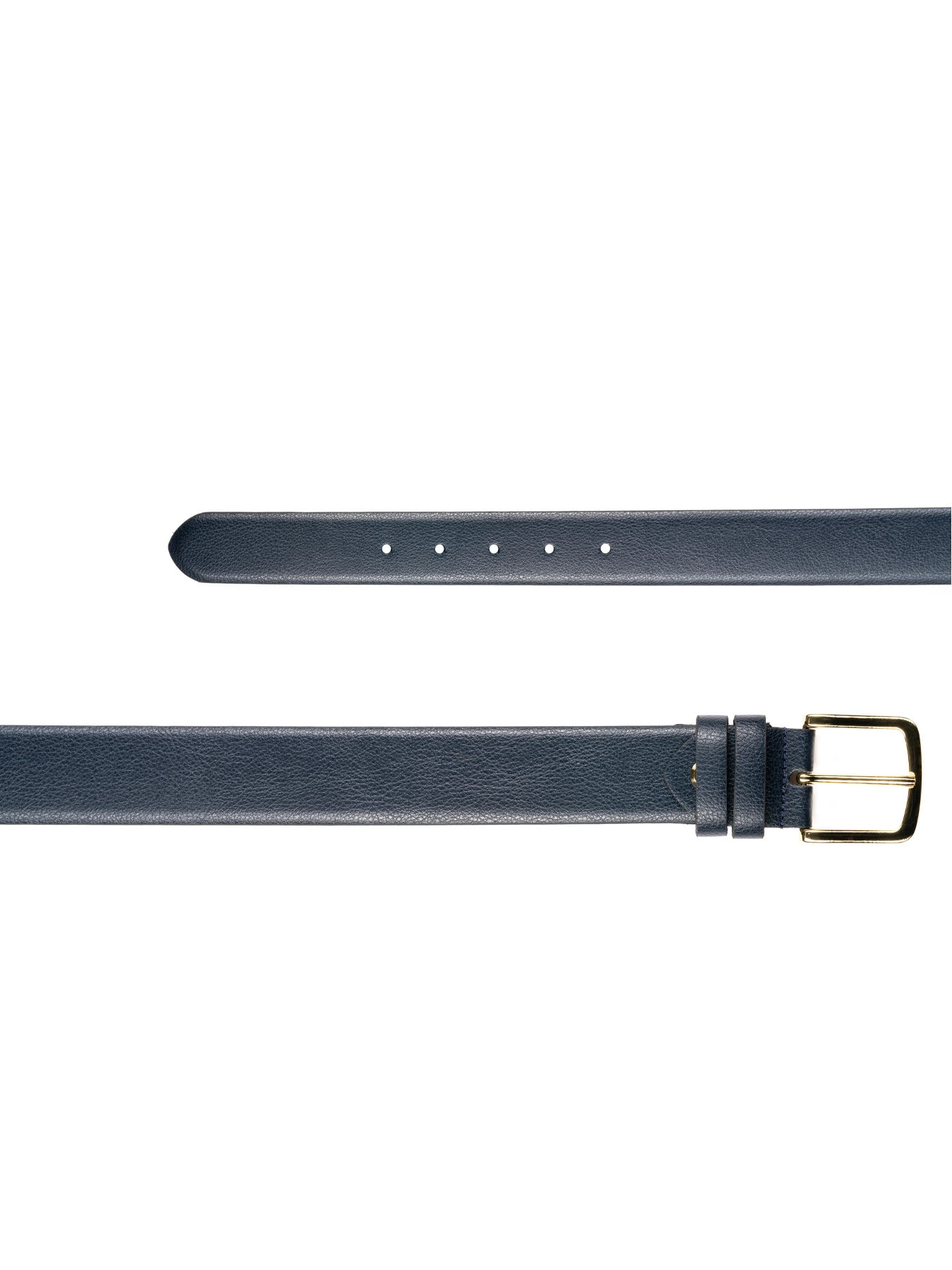 کمربند چرم زبانه دار سرمه ای سگک طلایی