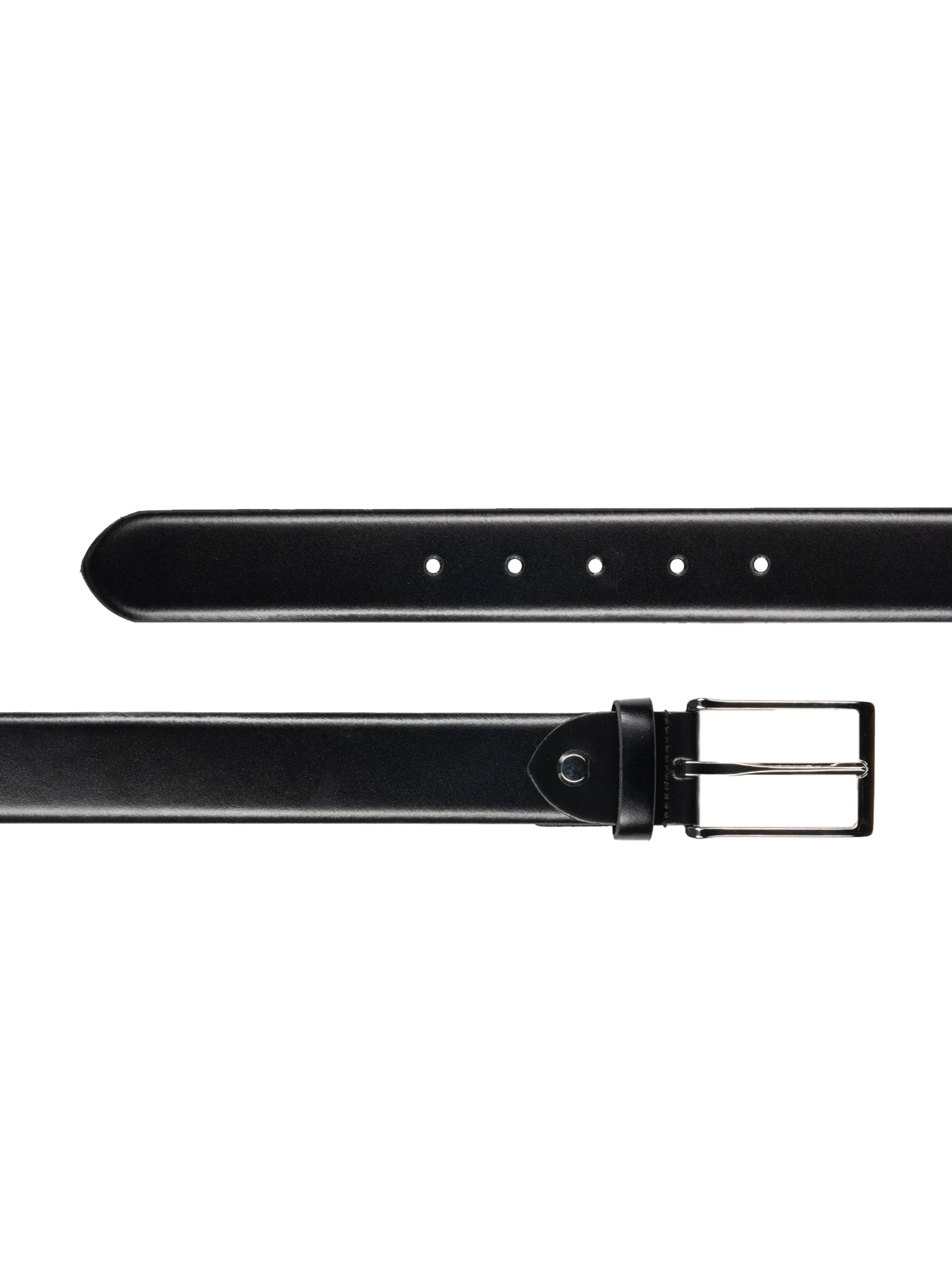 کمربند چرم زبانه دار مشکی ساده 3