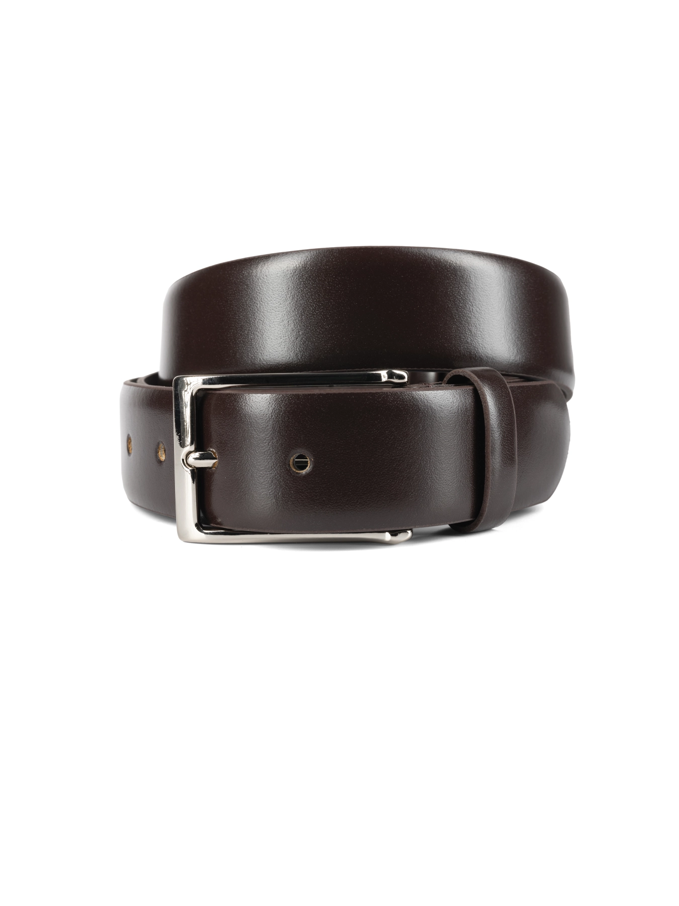 کمربند چرم زبانه دار قهوه ای ساده 4