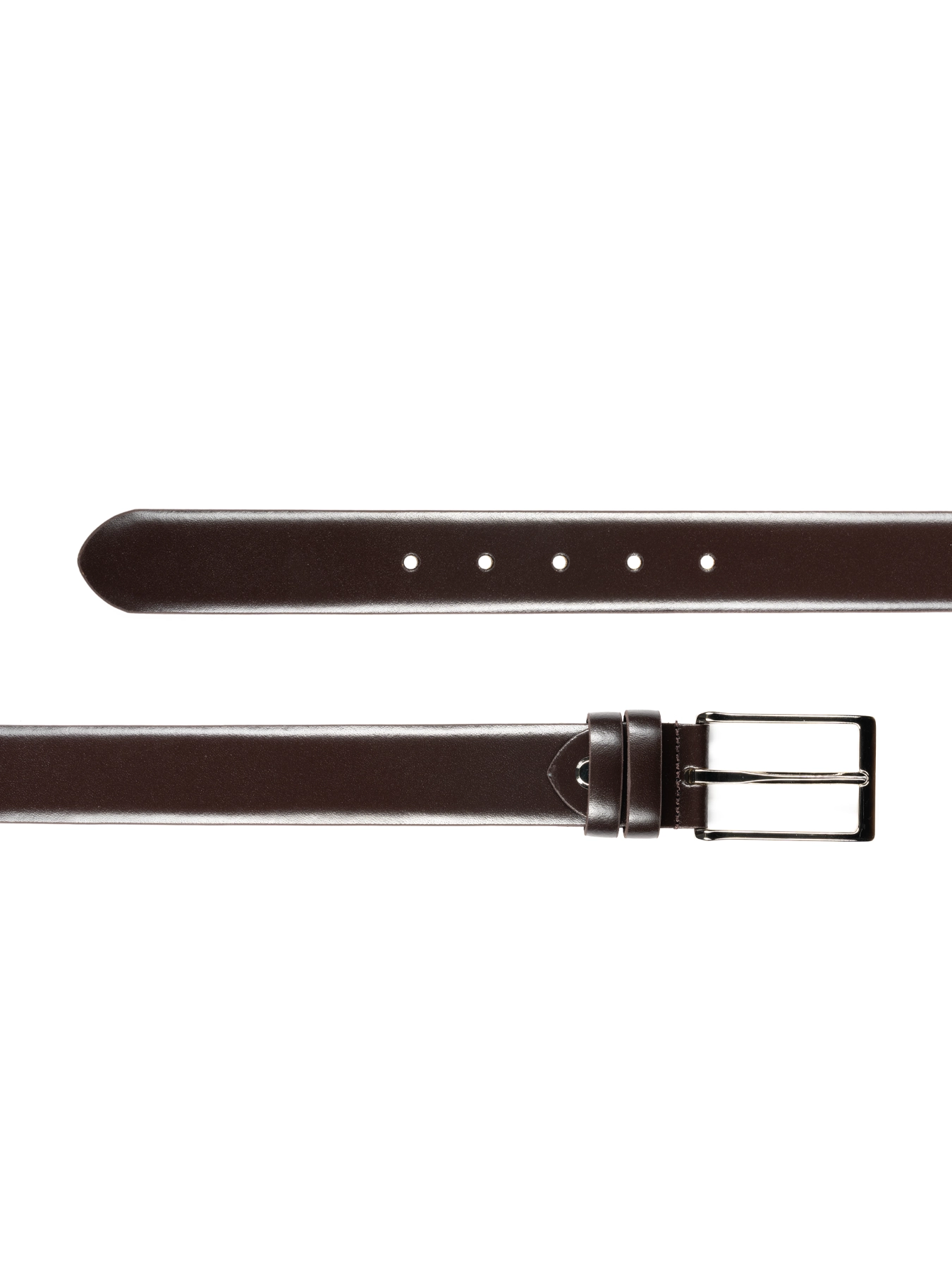 کمربند چرم زبانه دار قهوه ای ساده 4