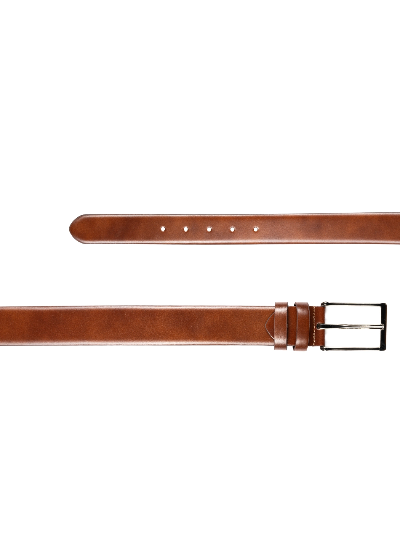 کمربند چرم زبانه دار ساده عسلی 5