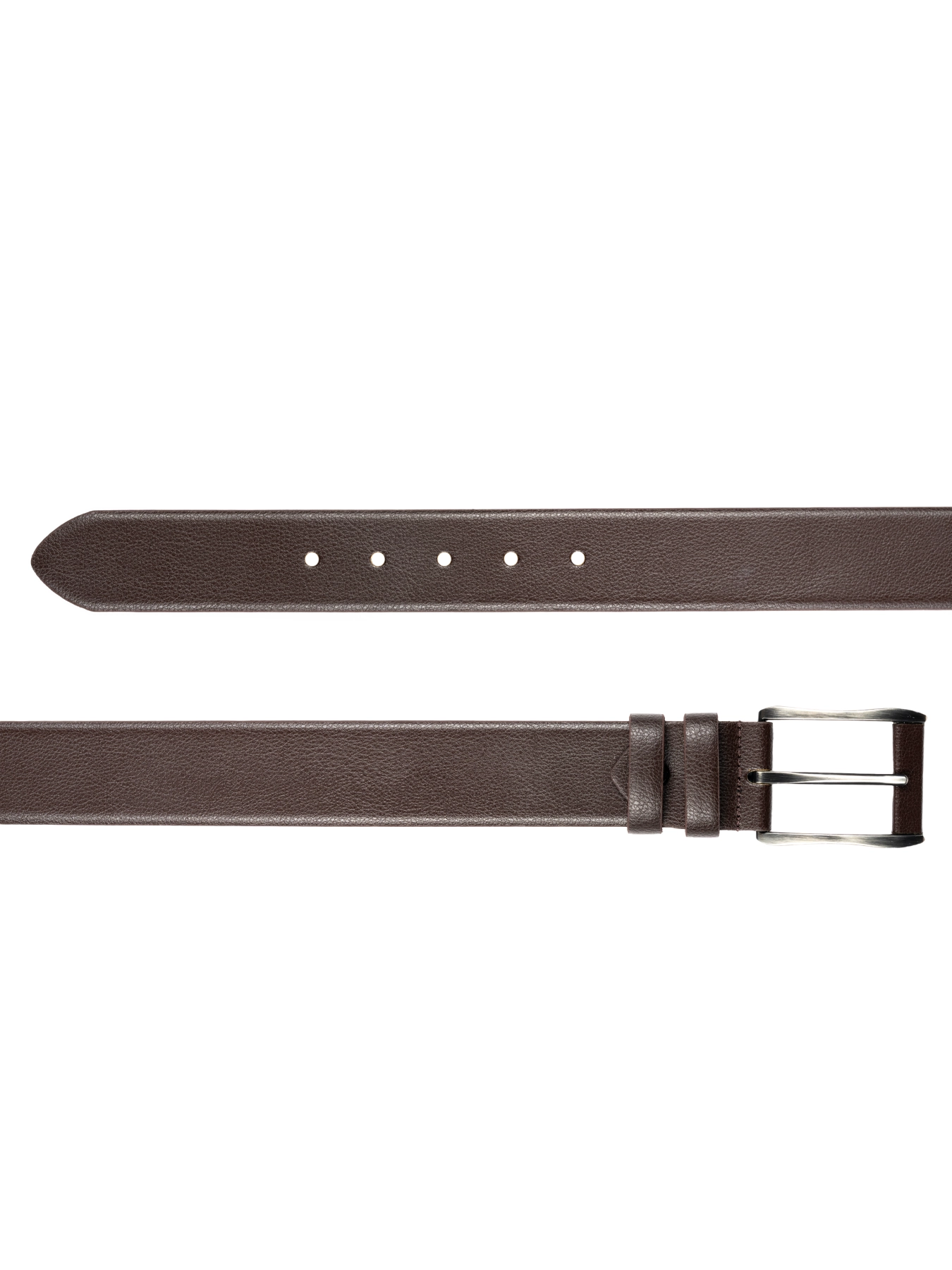 کمربند چرم زبانه دار ساده قهوه ای 15