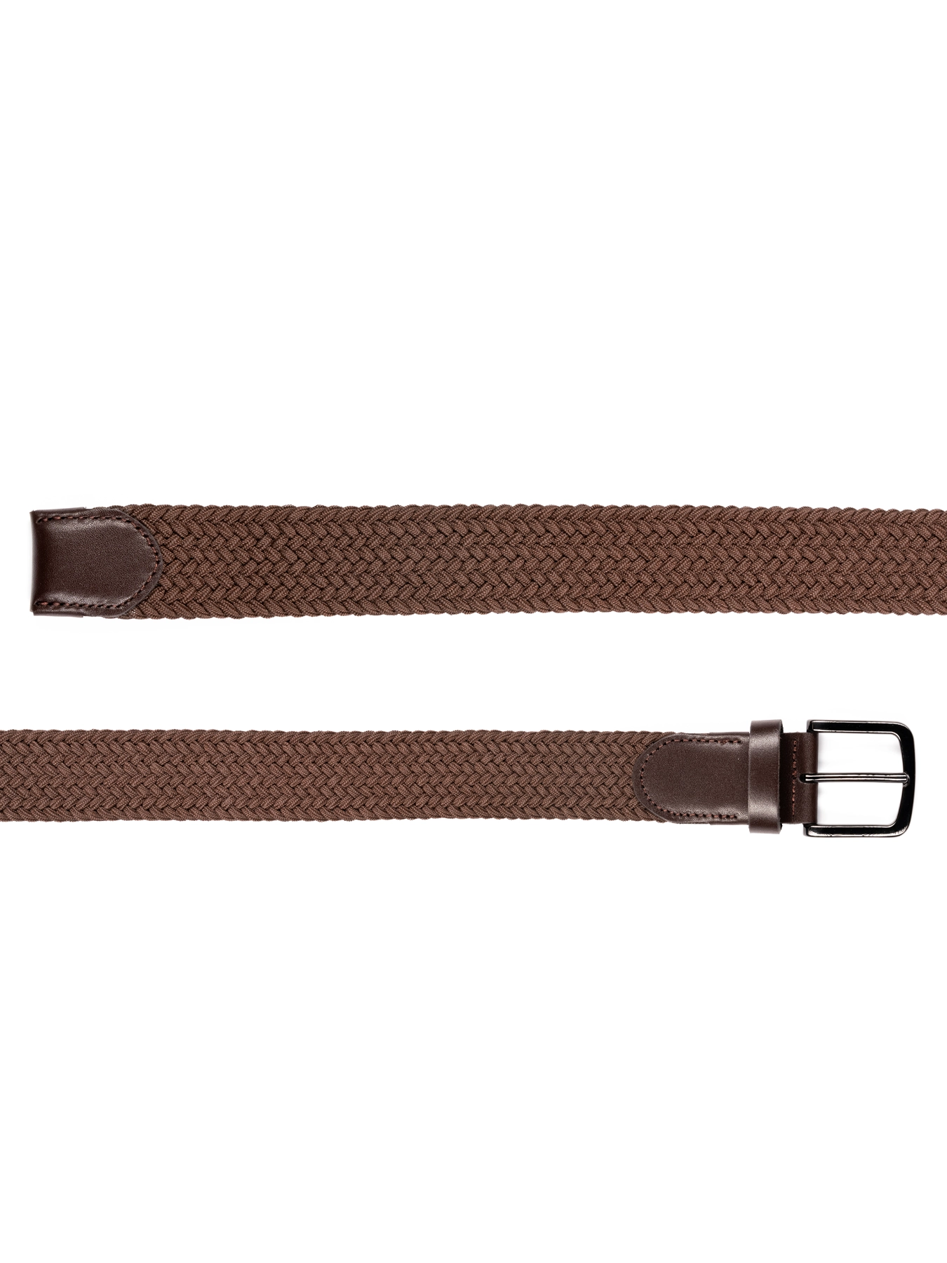 کمربند چرم زبانه دار طرح بافت -کشی قهوه ای