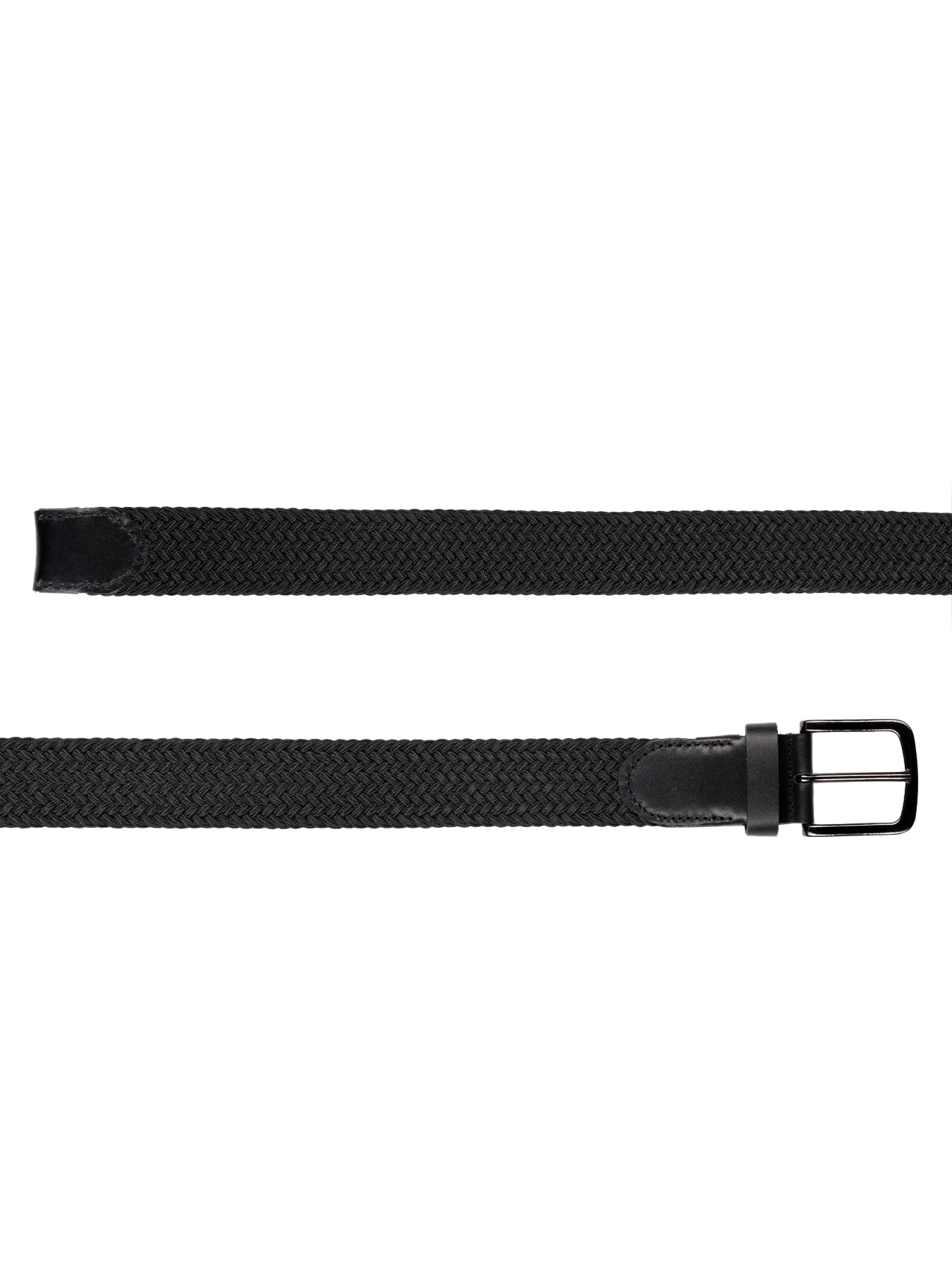 کمربند چرم زبانه دار طرح بافت -کشی مشکی