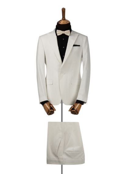 کت و شلوار دامادی مردانه سفید شیری 