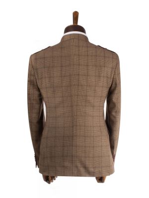 کت تک مردانه قهوه ای طرح دار ال سی من 9