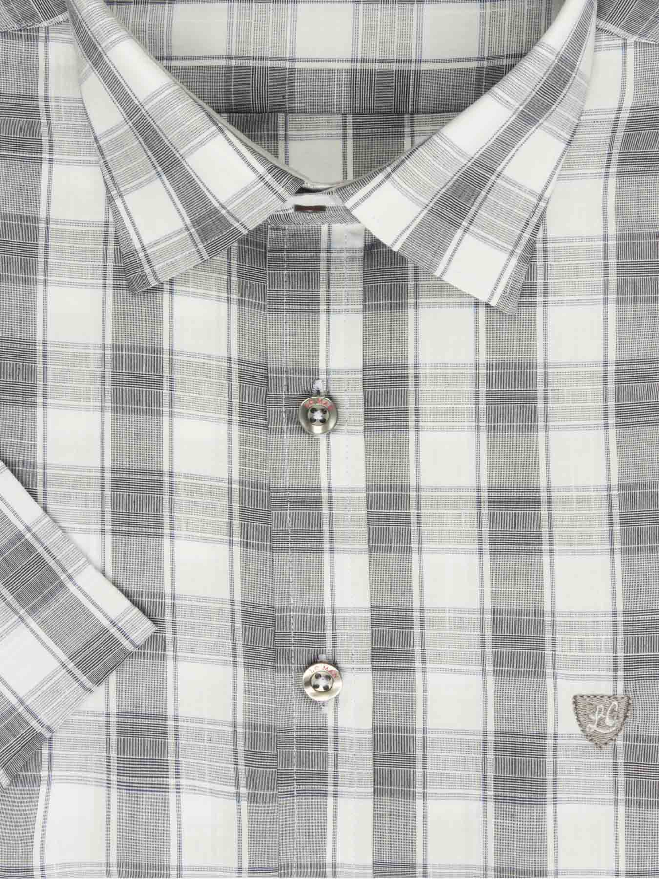 پیراهن آستین کوتاه طوسی چهارخانه ال سی من 2