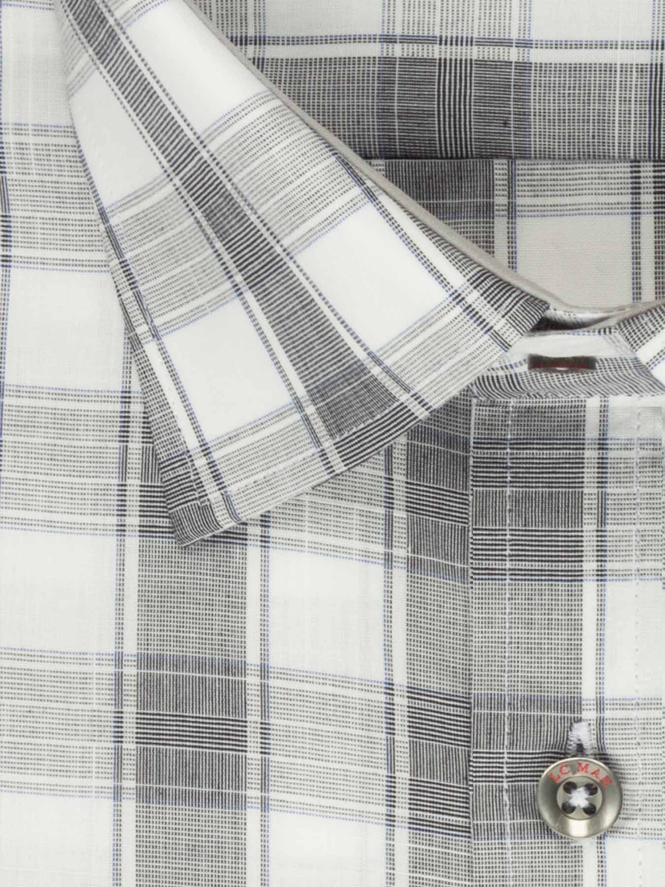 پیراهن آستین کوتاه طوسی چهارخانه ال سی من 2