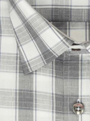 پیراهن آستین کوتاه طوسی چهارخانه ال سی من 2