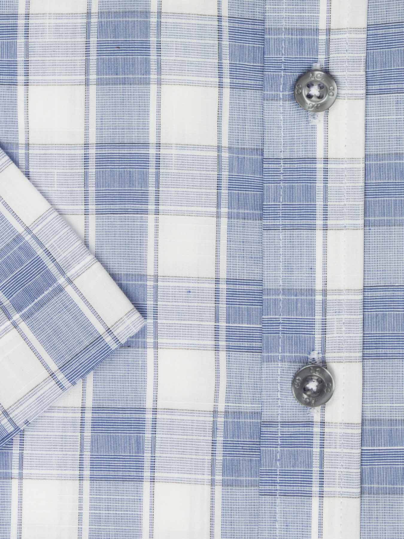 پیراهن آستین کوتاه آبی چهار خانه ال سی من 2