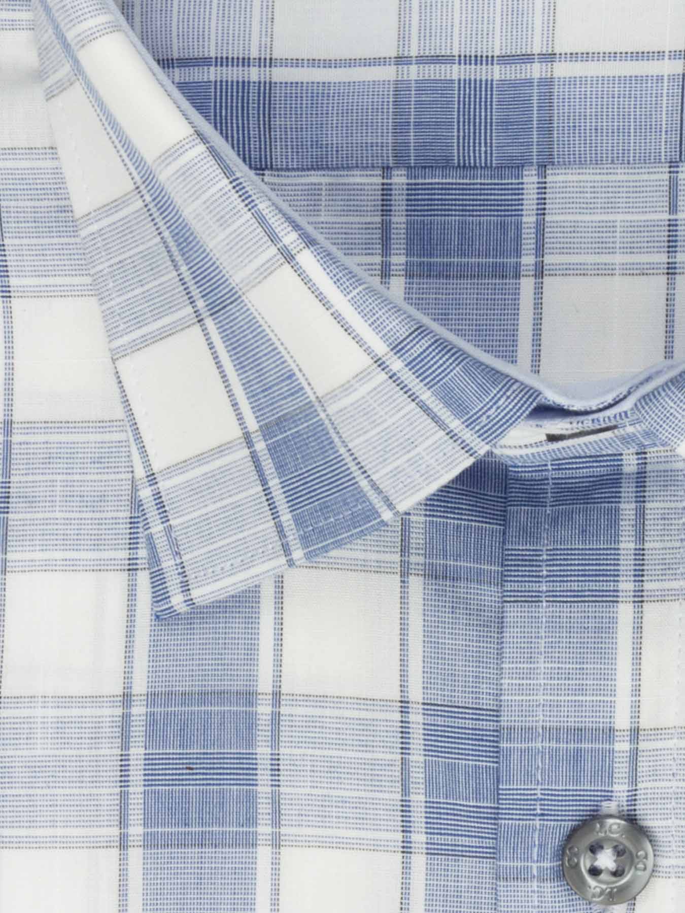 پیراهن آستین کوتاه آبی چهار خانه ال سی من 2