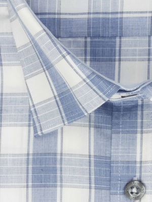 پیراهن آستین کوتاه آبی چهار خانه ال سی من 2