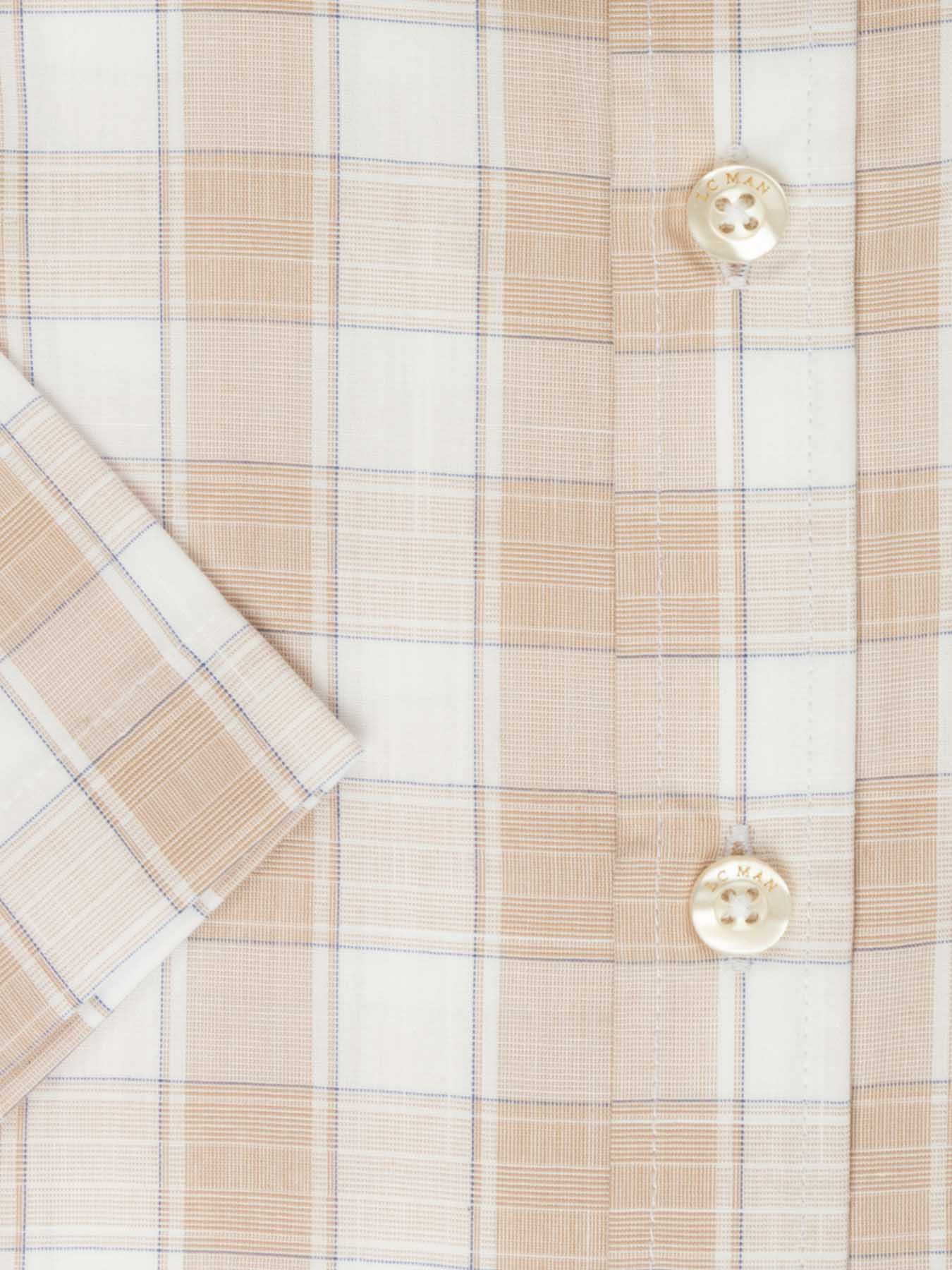 پیراهن آستین کوتاه کرم چهارخانه ال سی من 2