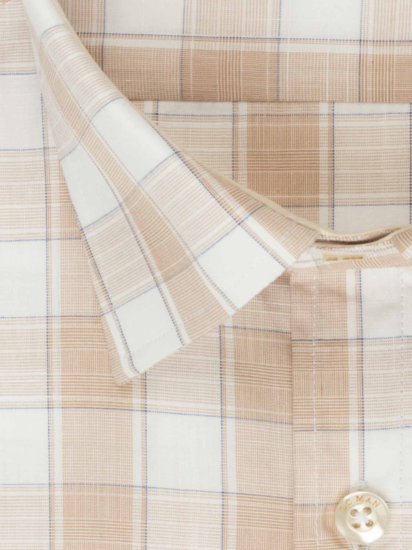 پیراهن آستین کوتاه کرم چهارخانه ال سی من 2