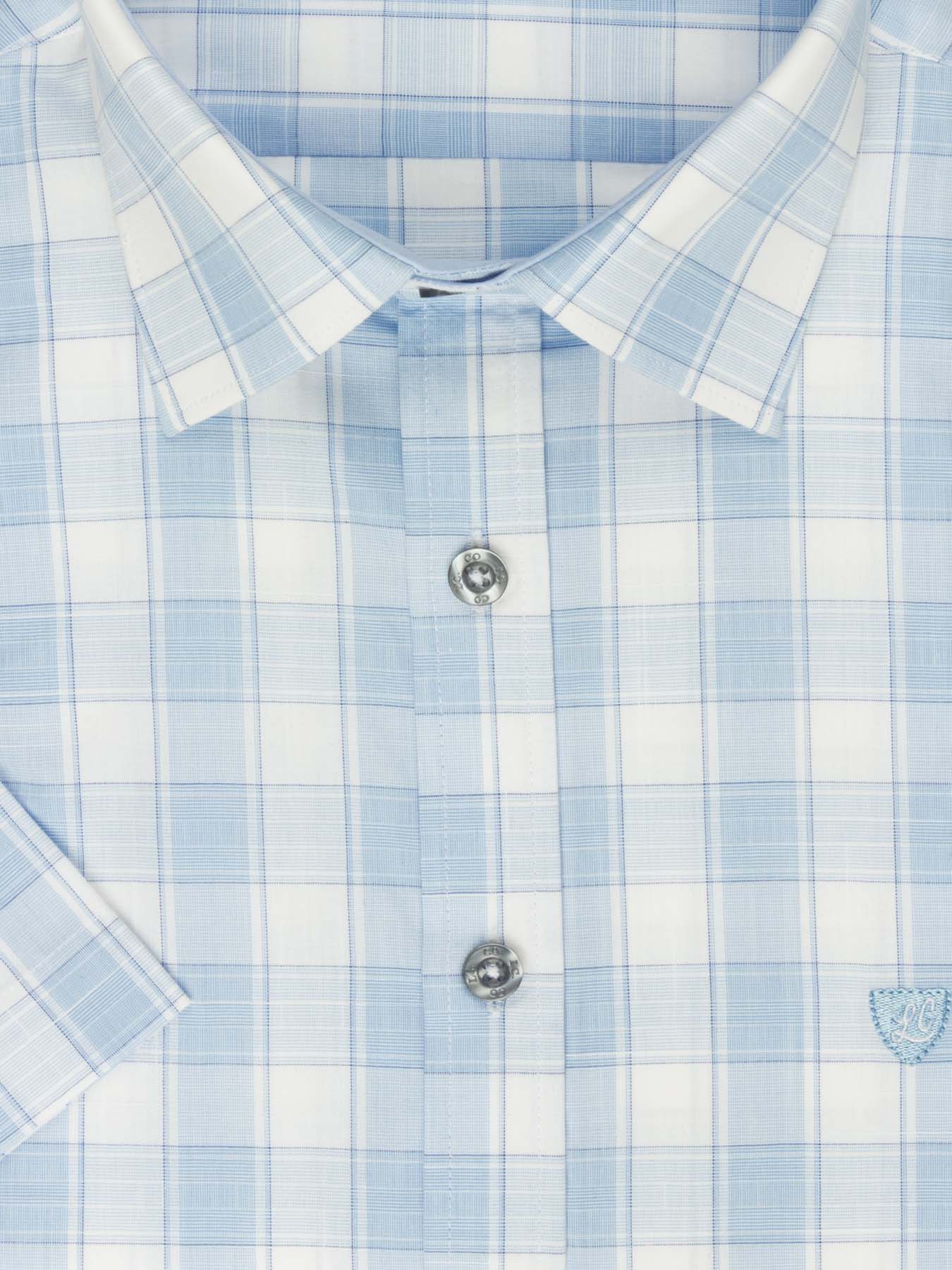 پیراهن آستین کوتاه چهارخانه آبی ال سی من 2