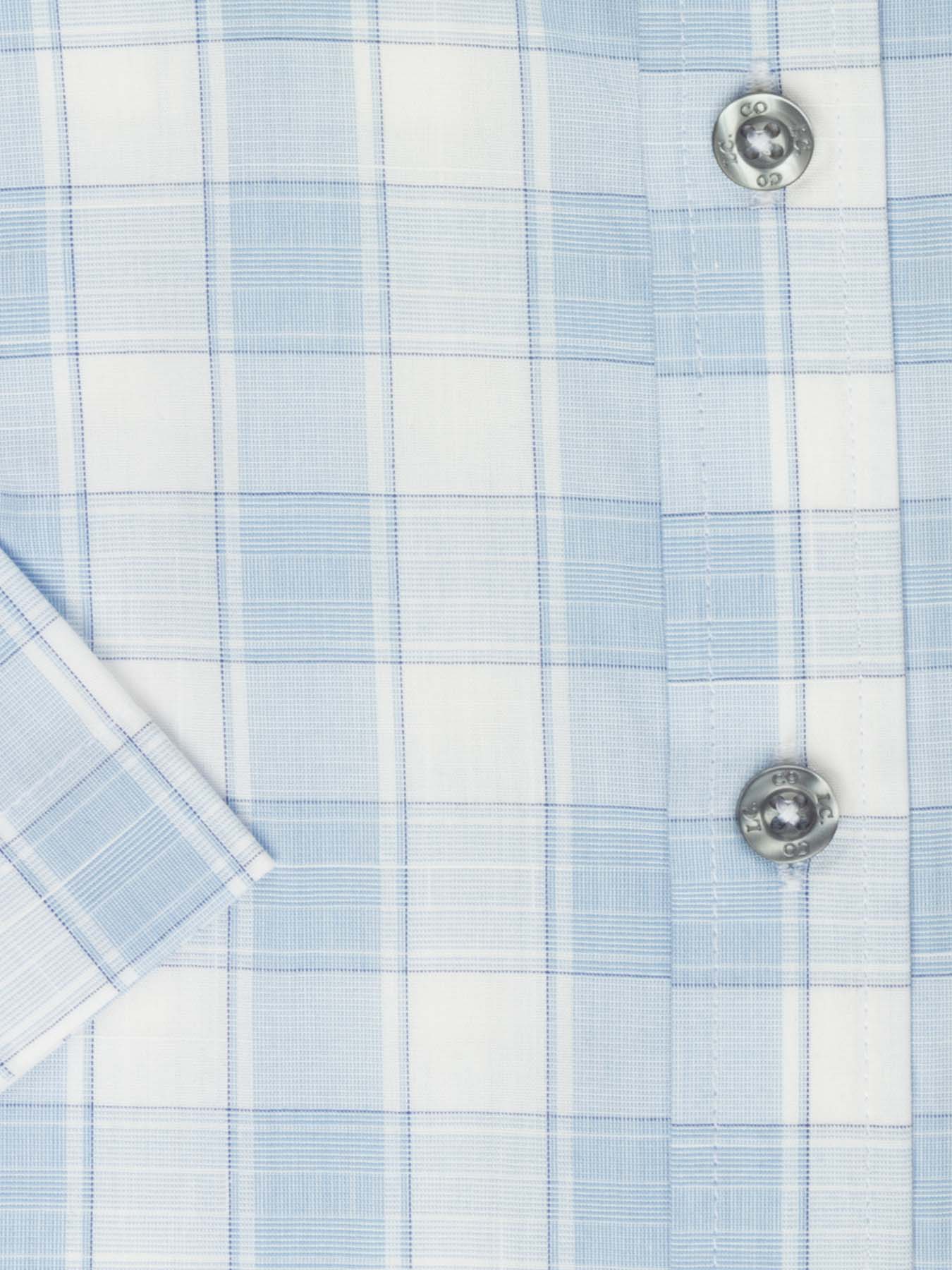 پیراهن آستین کوتاه چهارخانه آبی ال سی من 2