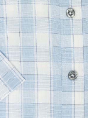 پیراهن آستین کوتاه چهارخانه آبی ال سی من 2