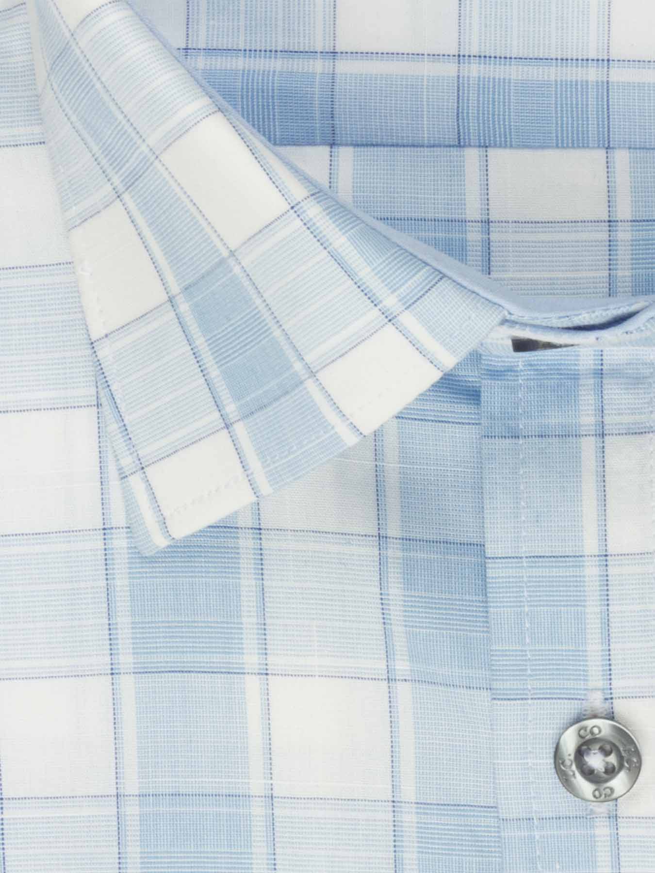 پیراهن آستین کوتاه چهارخانه آبی ال سی من 2