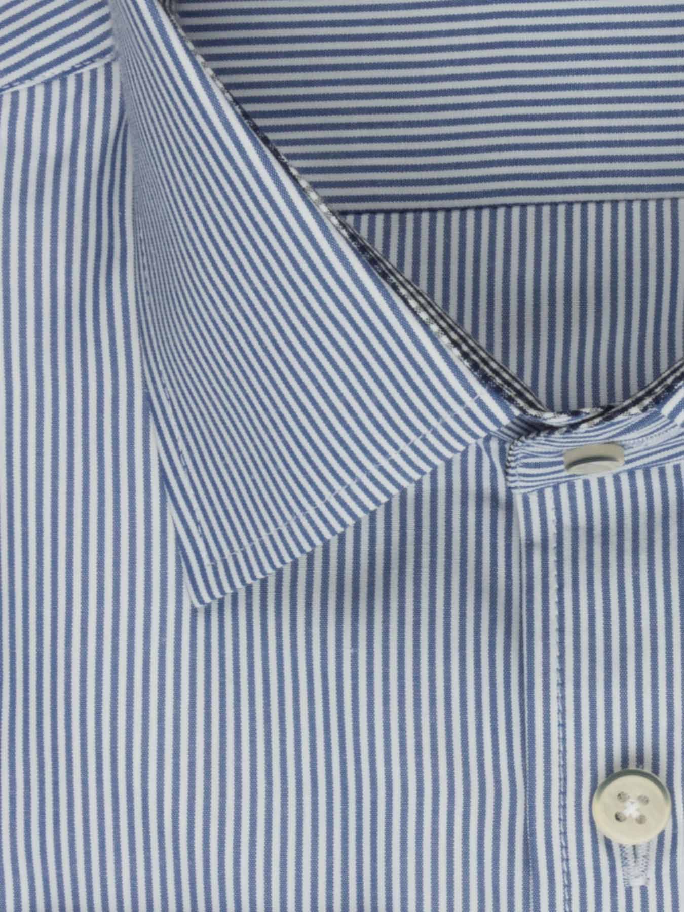 پیراهن آستین بلند آبی راه راه ریز ال سی من 66