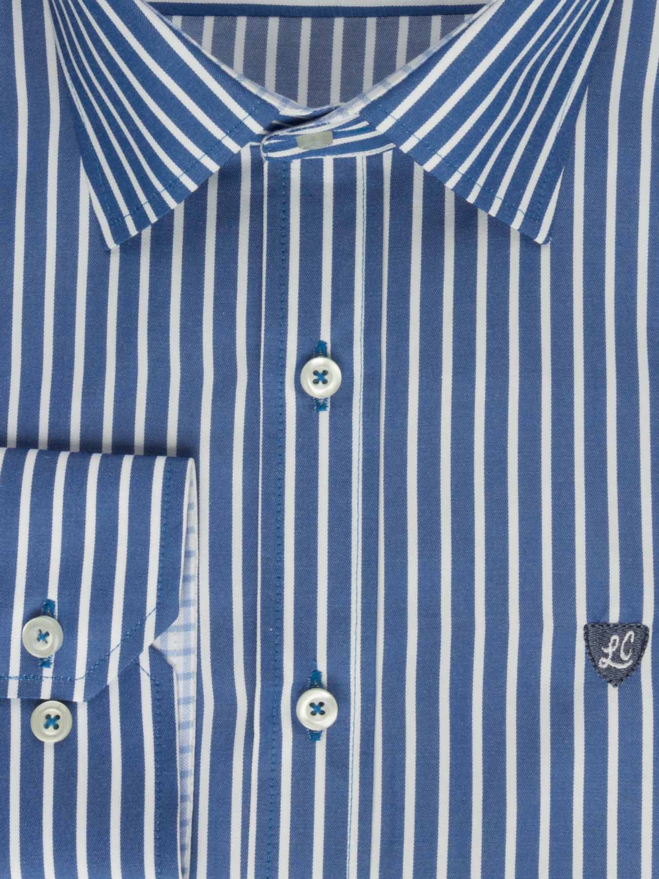 پیراهن آستین بلند آبی راه راه ال سی من 65