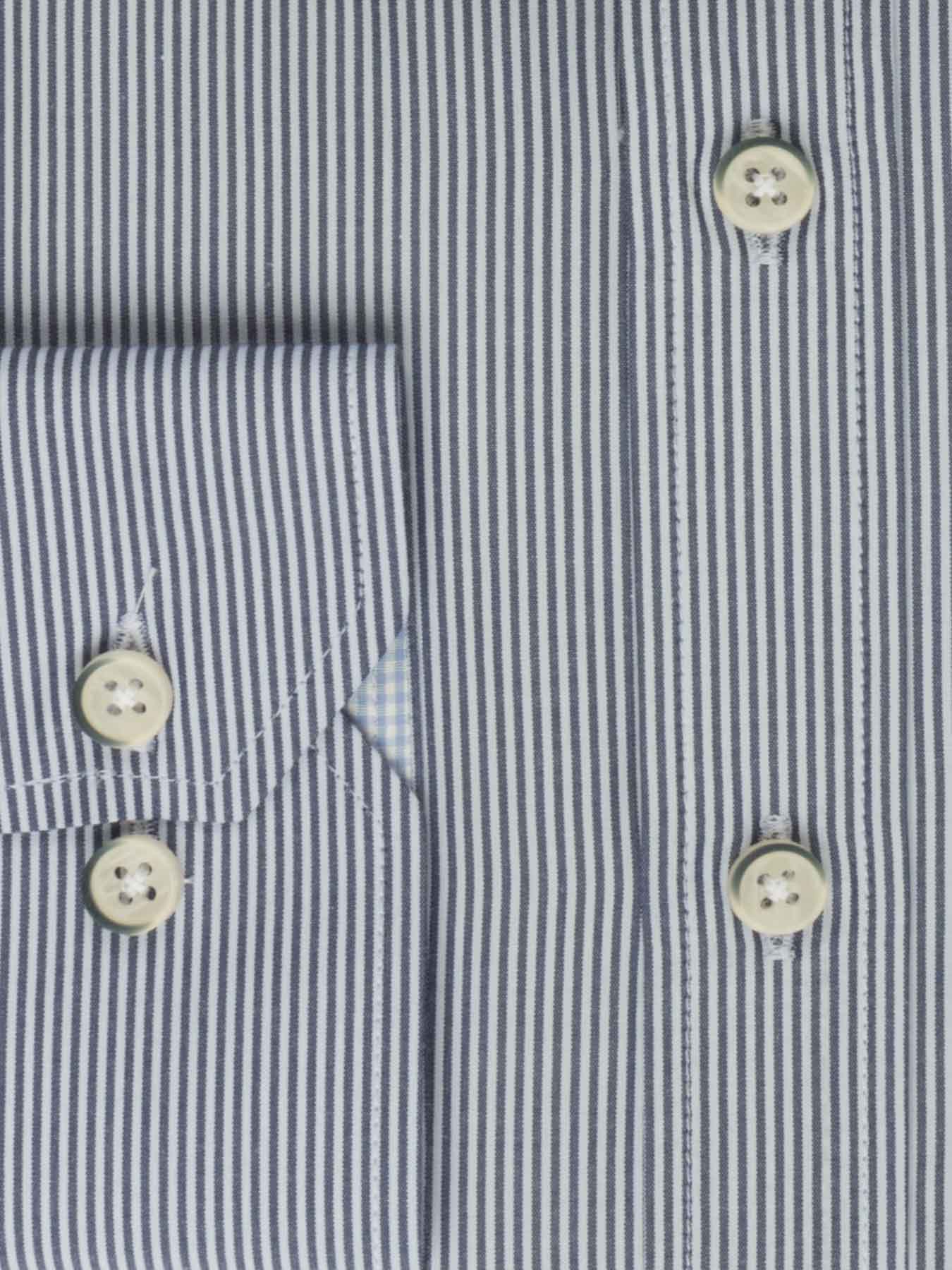 پیراهن آستین بلند سرمه ای راه راه ریز ال سی من 66