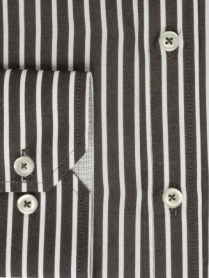 پیراهن آستین بلند طوسی تیره راه راه ال سی من 66