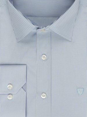 پیراهن آبی آستین بلند چهارخانه ال سی من 77