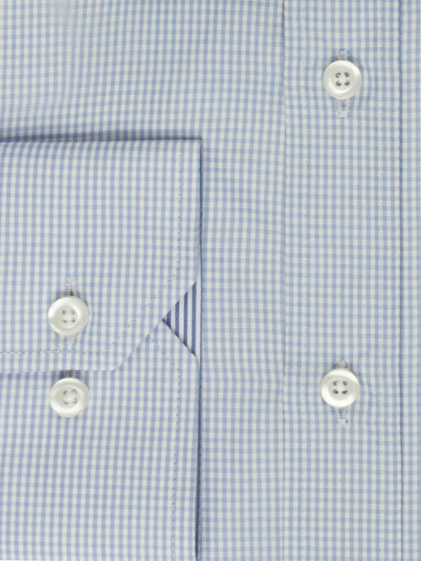 پیراهن آبی آستین بلند چهارخانه ال سی من 77