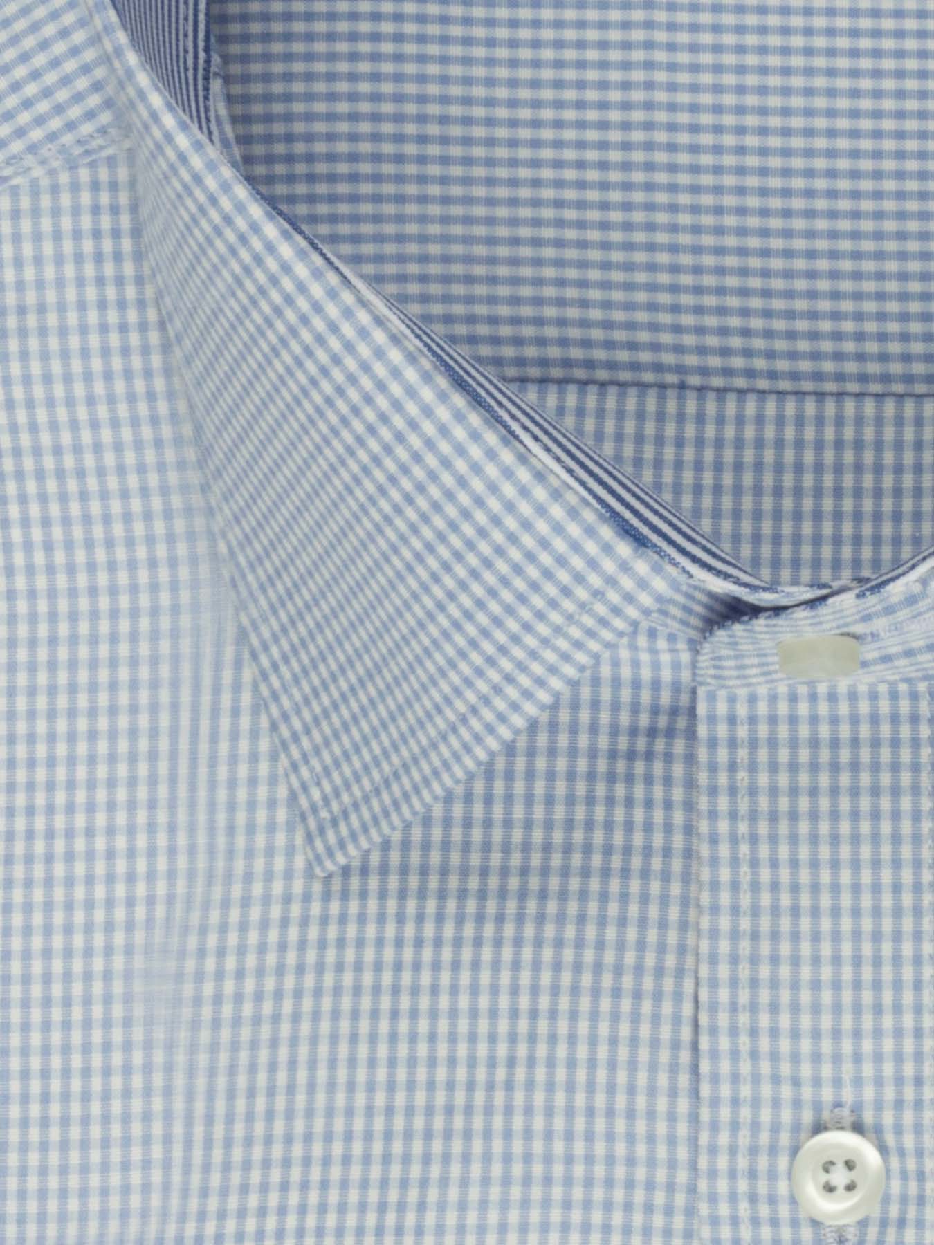 پیراهن آبی آستین بلند چهارخانه ال سی من 77