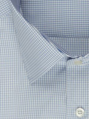 پیراهن آبی آستین بلند چهارخانه ال سی من 77