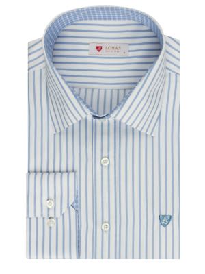 پیراهن آستین بلند آبی راه راه ال سی من 72