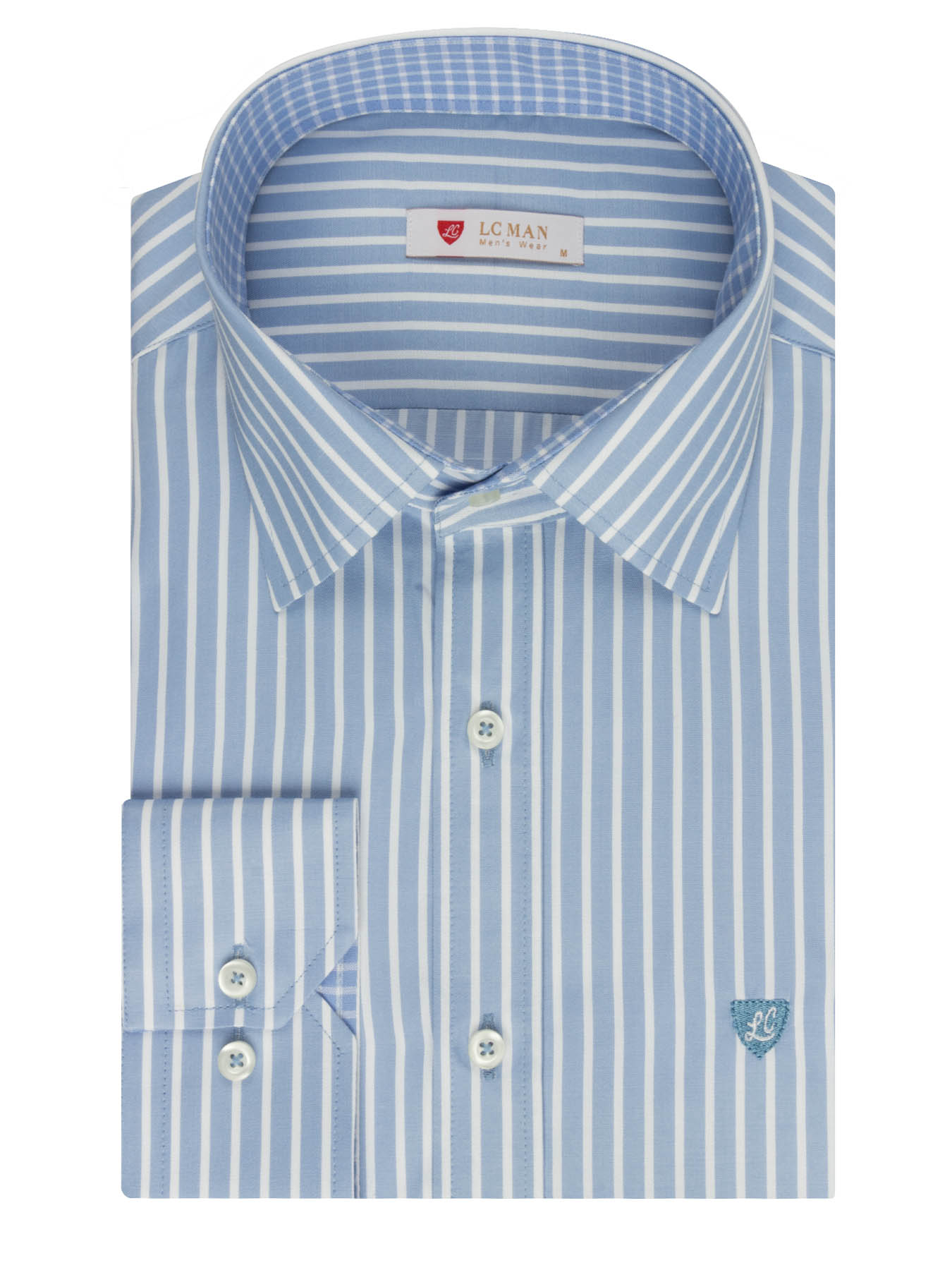 پیراهن آستین بلند آبی راه راه ال سی من 67