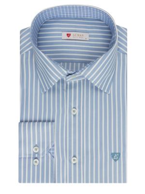 پیراهن آستین بلند آبی راه راه ال سی من 67